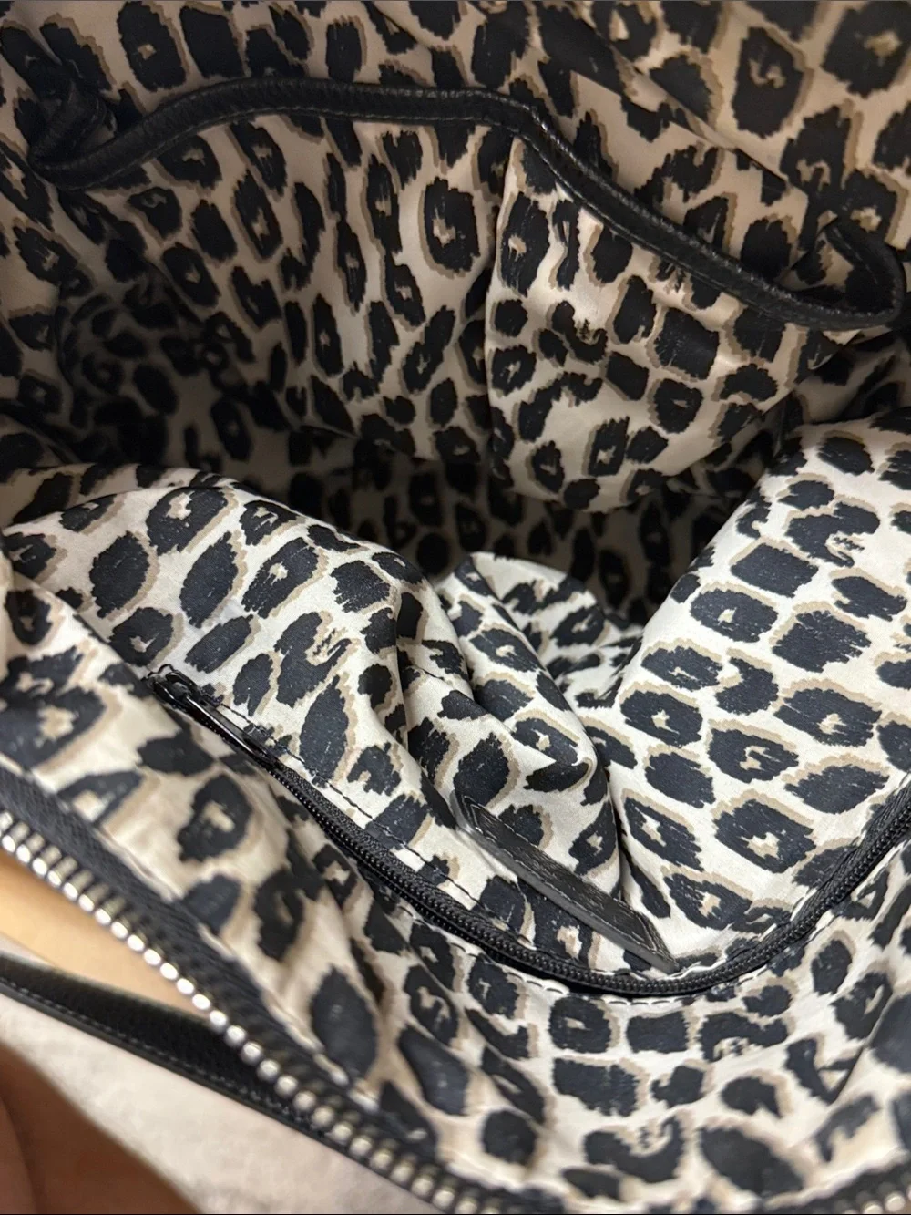 Nine West Black and Cream Two-Tone Faux Leather Pebbled Tote Bag